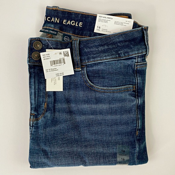 Y2K 00s 90s Low Rise Jeggings Dark Blue Skinny Jeans 16 Flap Pockets Flattering - Picture 5 of 12